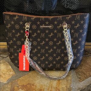 Montana West Dark Brown Star Pattern Tote